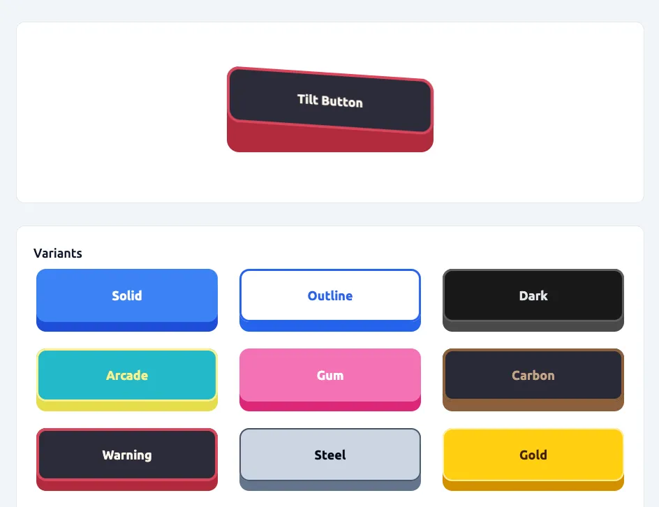 Screenshot of React Tilt Button